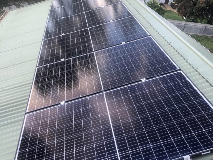 Solar panels on a house roof